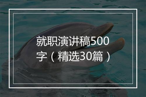 就职演讲稿500字（精选30篇）