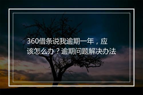 360借条说我逾期一年，应该怎么办？逾期问题解决办法