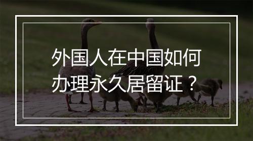 外国人在中国如何办理永久居留证？