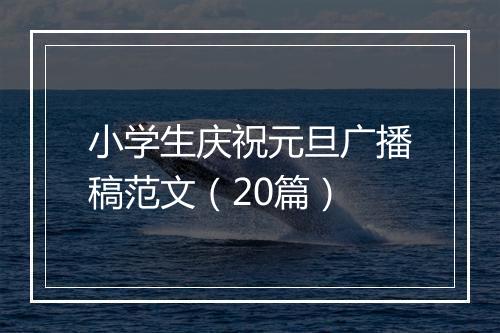 小学生庆祝元旦广播稿范文（20篇）