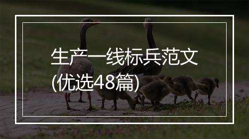 生产一线标兵范文(优选48篇)