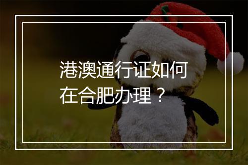 港澳通行证如何在合肥办理？