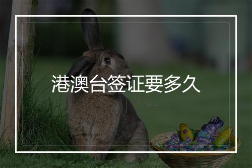 港澳台签证要多久