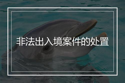 非法出入境案件的处置