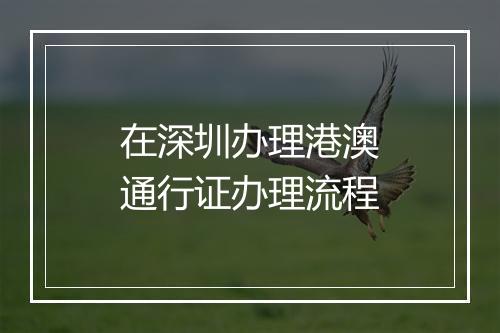 在深圳办理港澳通行证办理流程