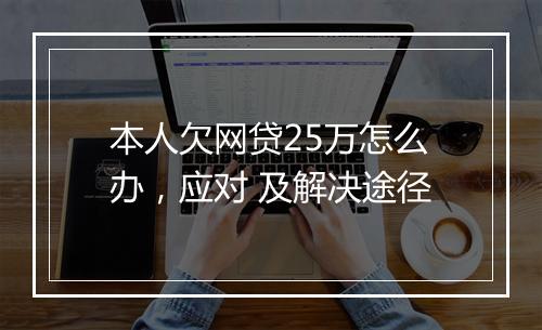 本人欠网贷25万怎么办，应对 及解决途径