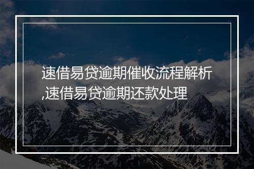 速借易贷逾期催收流程解析,速借易贷逾期还款处理