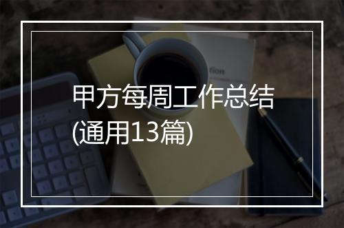 甲方每周工作总结(通用13篇)