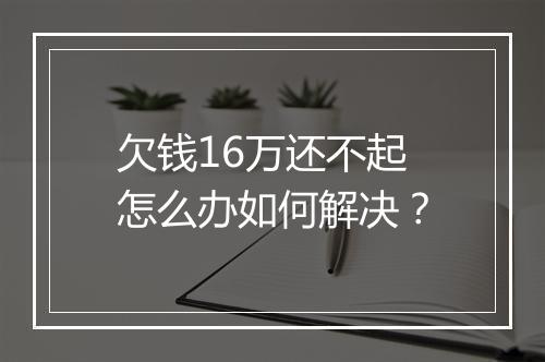 欠钱16万还不起怎么办如何解决？
