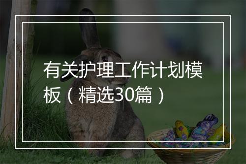 有关护理工作计划模板（精选30篇）