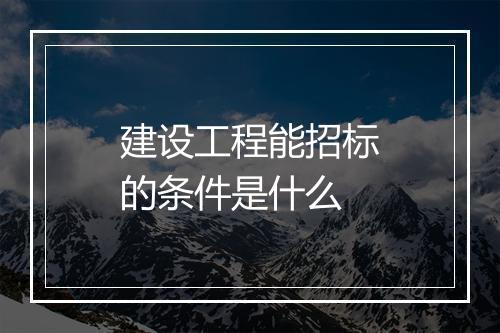 建设工程能招标的条件是什么