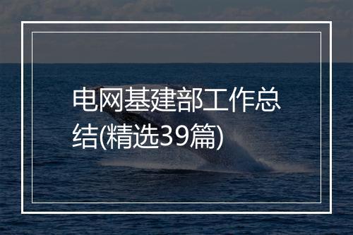 电网基建部工作总结(精选39篇)
