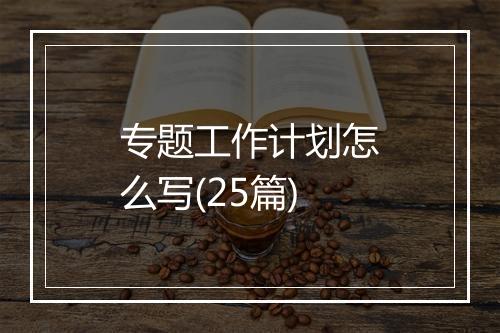 专题工作计划怎么写(25篇)