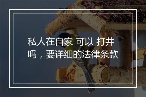 私人在自家 可以 打井吗，要详细的法律条款