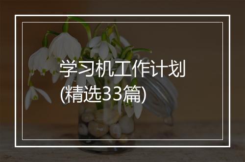 学习机工作计划(精选33篇)