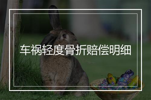 车祸轻度骨折赔偿明细