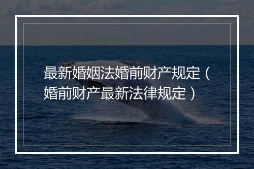 最新婚姻法婚前财产规定（婚前财产最新法律规定）