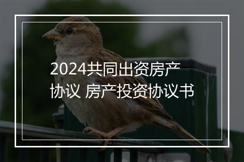 2024共同出资房产协议 房产投资协议书