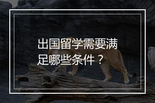 出国留学需要满足哪些条件？
