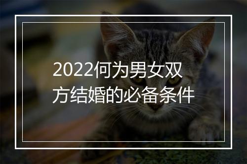 2022何为男女双方结婚的必备条件