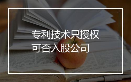 专利技术只授权可否入股公司
