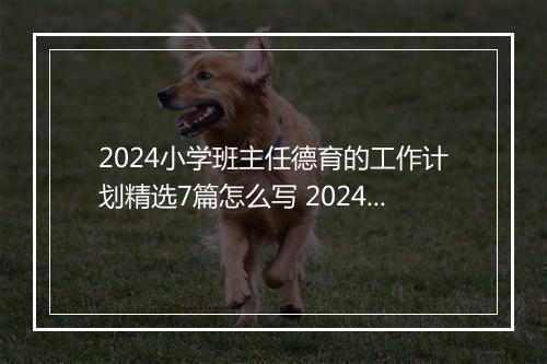2024小学班主任德育的工作计划精选7篇怎么写 2024小学班主任德育的工作计划精选7篇