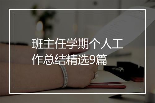 班主任学期个人工作总结精选9篇