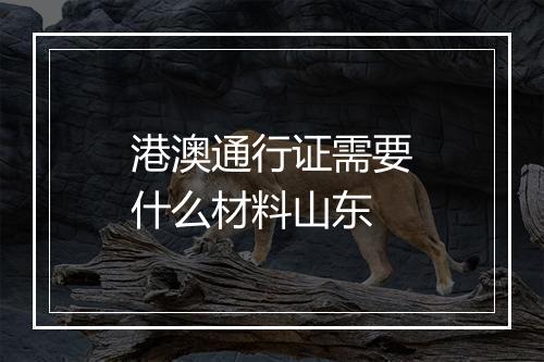 港澳通行证需要什么材料山东