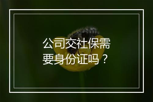 公司交社保需要身份证吗？