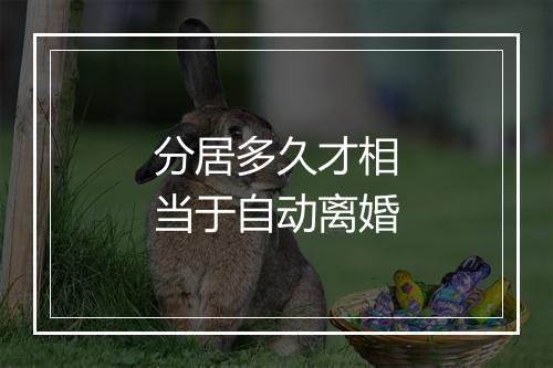 分居多久才相当于自动离婚