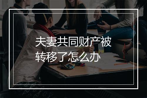 夫妻共同财产被转移了怎么办