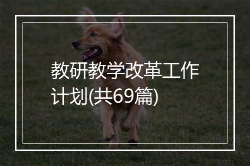 教研教学改革工作计划(共69篇)