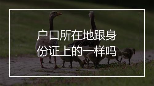 户口所在地跟身份证上的一样吗