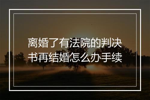 离婚了有法院的判决书再结婚怎么办手续