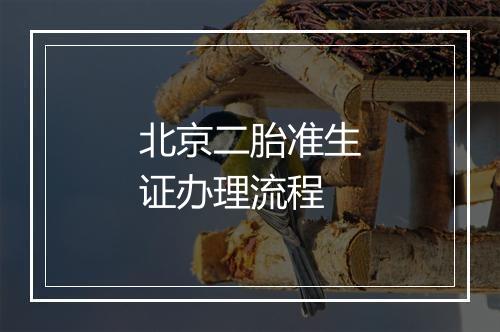 北京二胎准生证办理流程