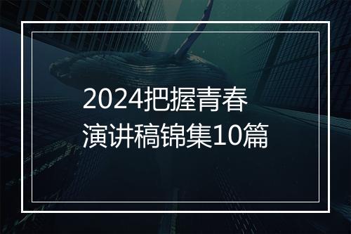 2024把握青春演讲稿锦集10篇