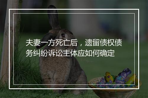 夫妻一方死亡后，遗留债权债务纠纷诉讼主体应如何确定