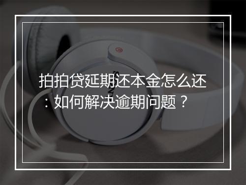 拍拍贷延期还本金怎么还：如何解决逾期问题？