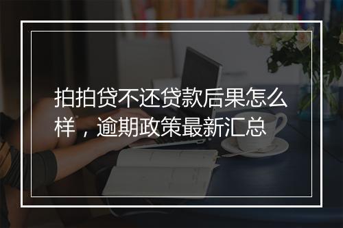 拍拍贷不还贷款后果怎么样，逾期政策最新汇总