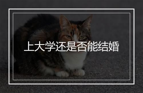 上大学还是否能结婚