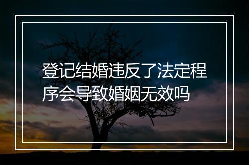 登记结婚违反了法定程序会导致婚姻无效吗