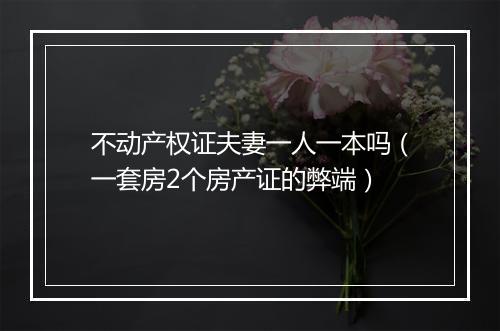 不动产权证夫妻一人一本吗（一套房2个房产证的弊端）