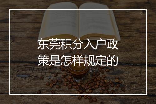 东莞积分入户政策是怎样规定的