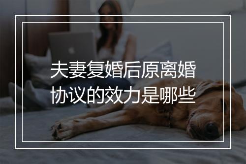 夫妻复婚后原离婚协议的效力是哪些