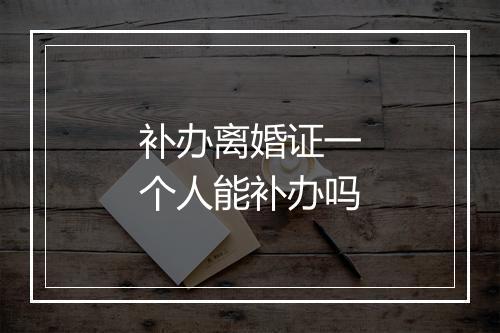 补办离婚证一个人能补办吗
