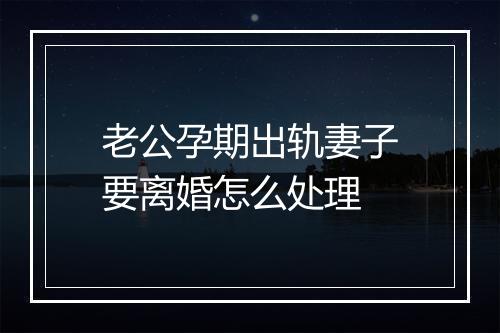 老公孕期出轨妻子要离婚怎么处理
