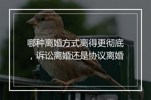 哪种离婚方式离得更彻底，诉讼离婚还是协议离婚