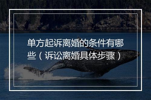 单方起诉离婚的条件有哪些（诉讼离婚具体步骤）