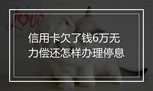 信用卡欠了钱6万无力偿还怎样办理停息
