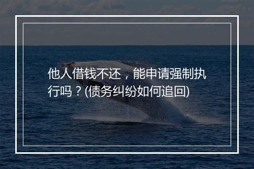他人借钱不还，能申请强制执行吗？(债务纠纷如何追回)